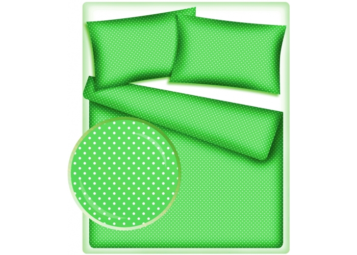 Tkanina bawełniana LIMONKOWY W BIAŁE GROSZKI 4MM- 140g/m²/160cm